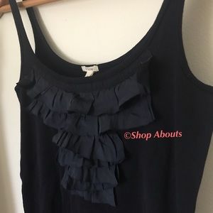 J. Crew Navy Blue Ruffled Camisole Tank Top S